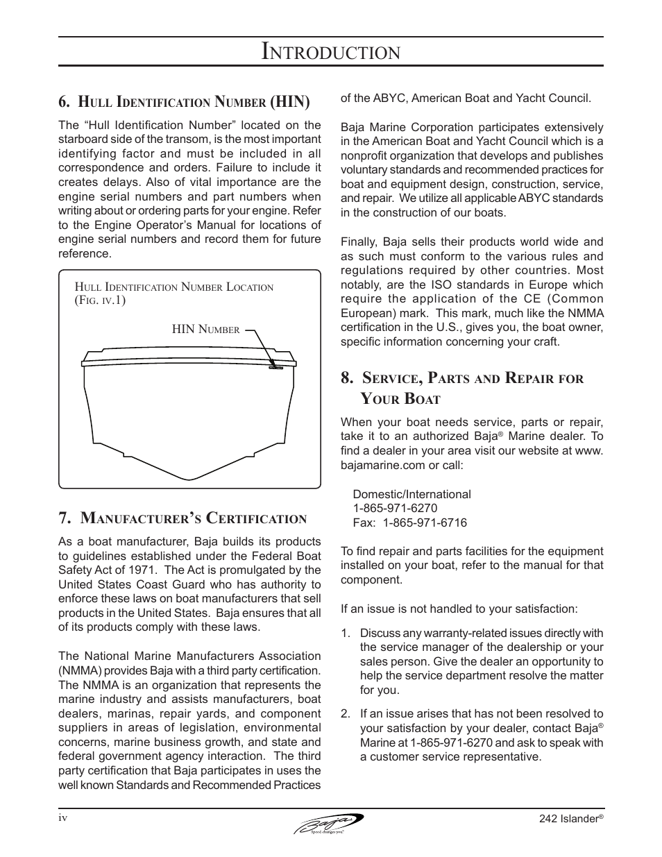 Ntroduction, Hin) | Baja Marine Islander 242 User Manual | Page 6 / 83