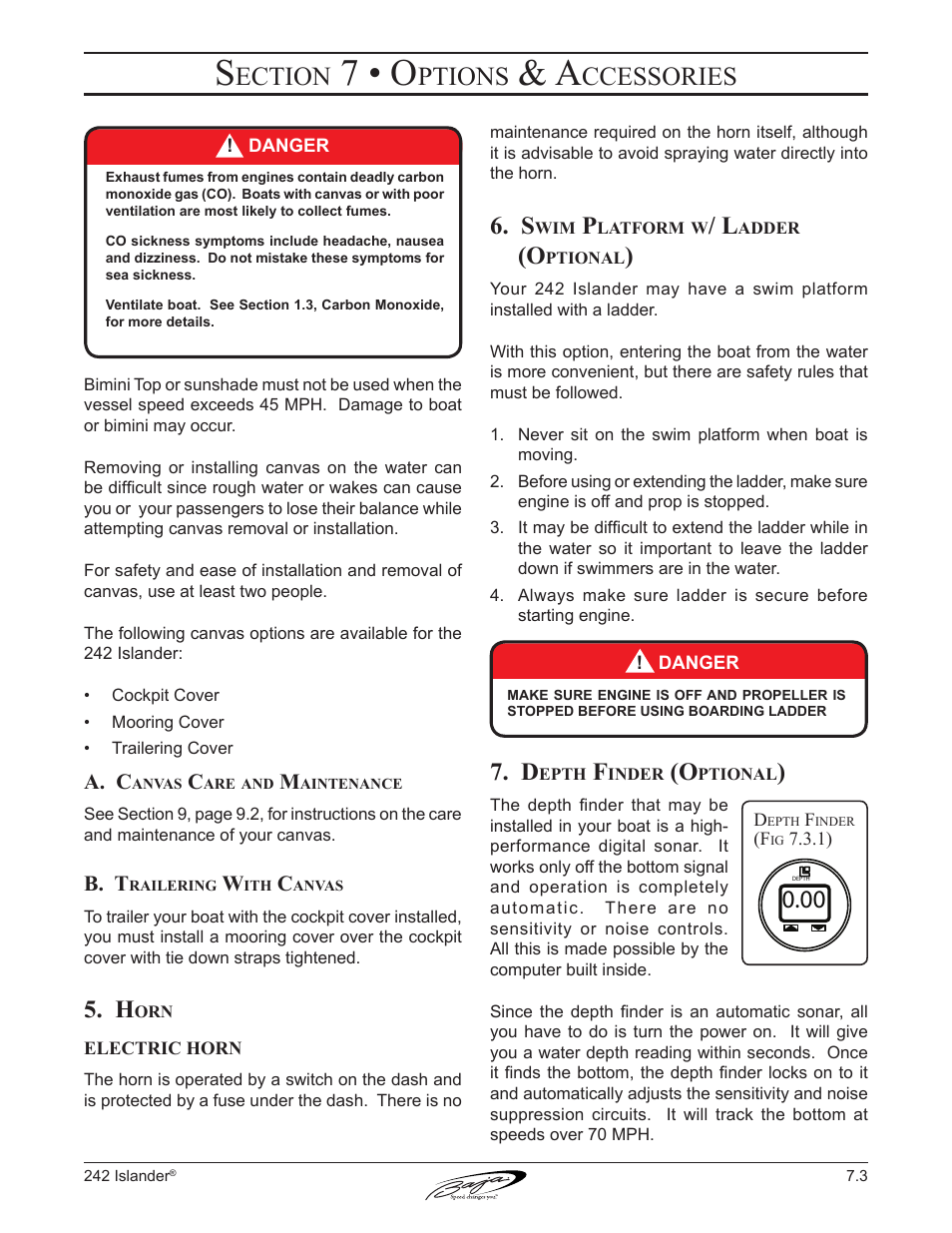 7 • o, Ection, Ptions | Ccessories | Baja Marine Islander 242 User Manual | Page 61 / 83