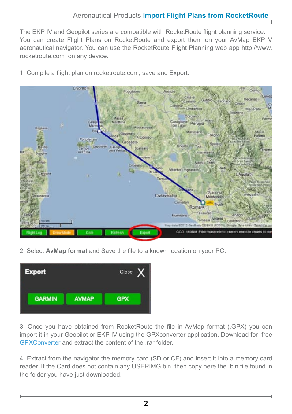 AvMap Importing Flight Plans from RocketRoute User Manual | Page 2 / 4