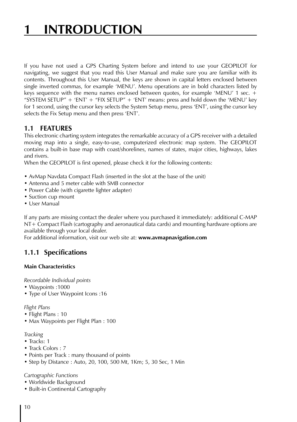 1 introduction | AvMap GeoPilot Plus User Manual | Page 10 / 93