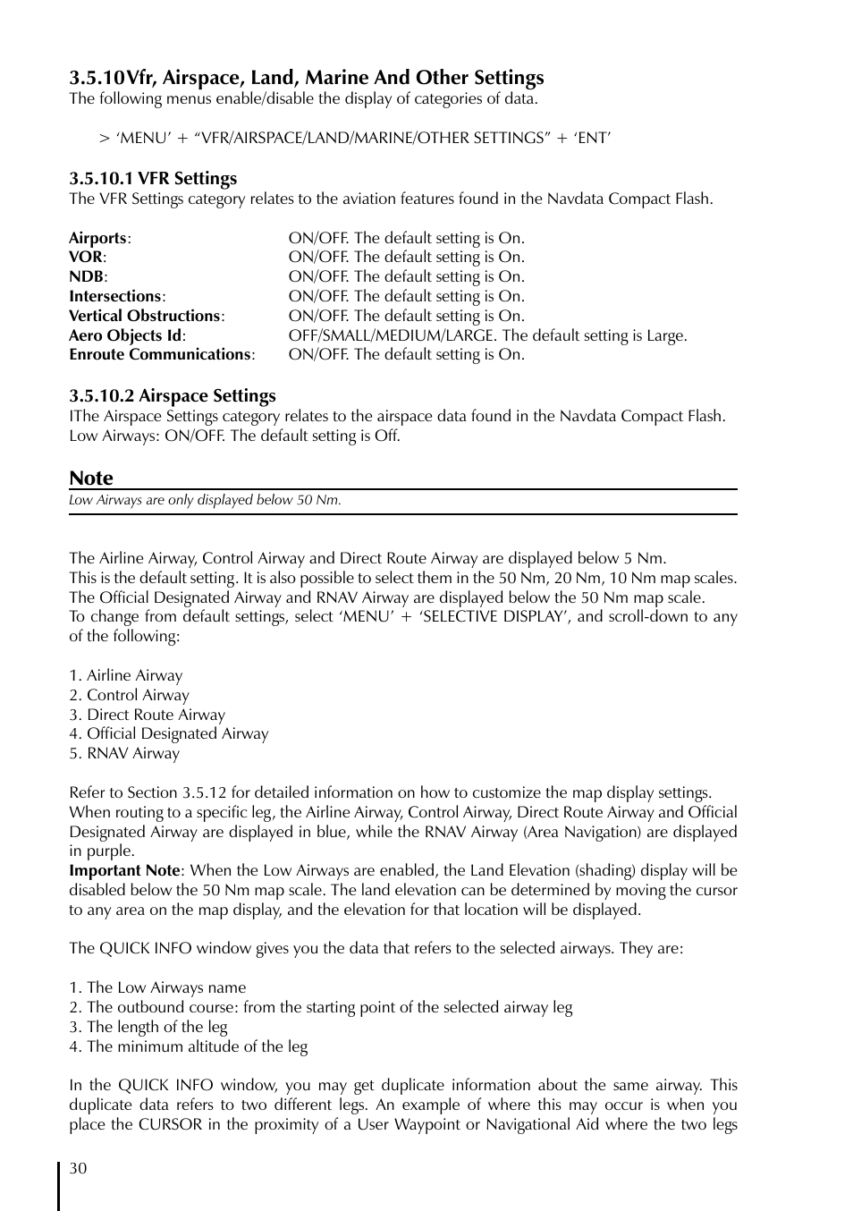 10 vfr, airspace, land, marine and other settings | AvMap GeoPilot Plus User Manual | Page 30 / 93