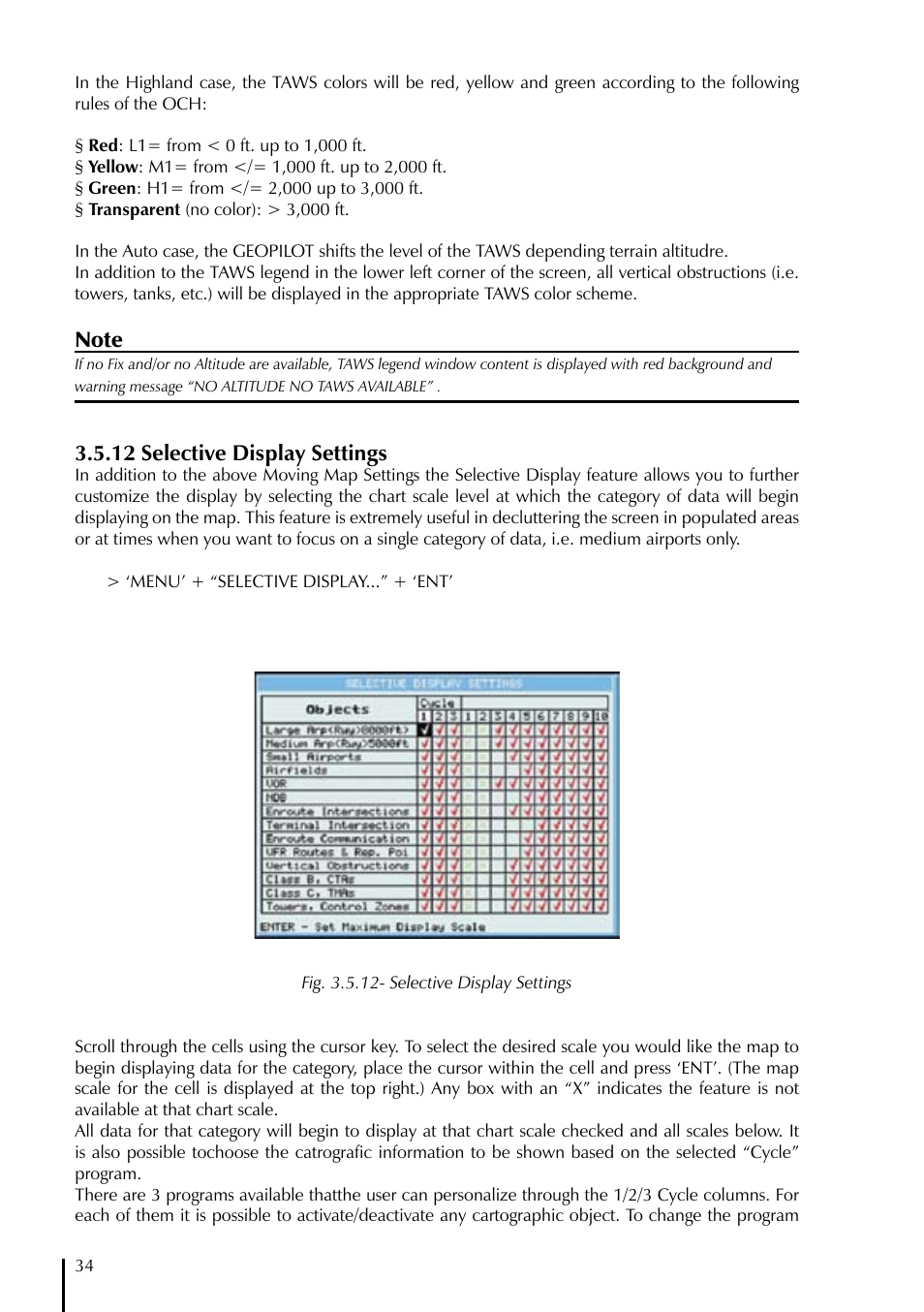 12 selective display settings | AvMap GeoPilot Plus User Manual | Page 34 / 93