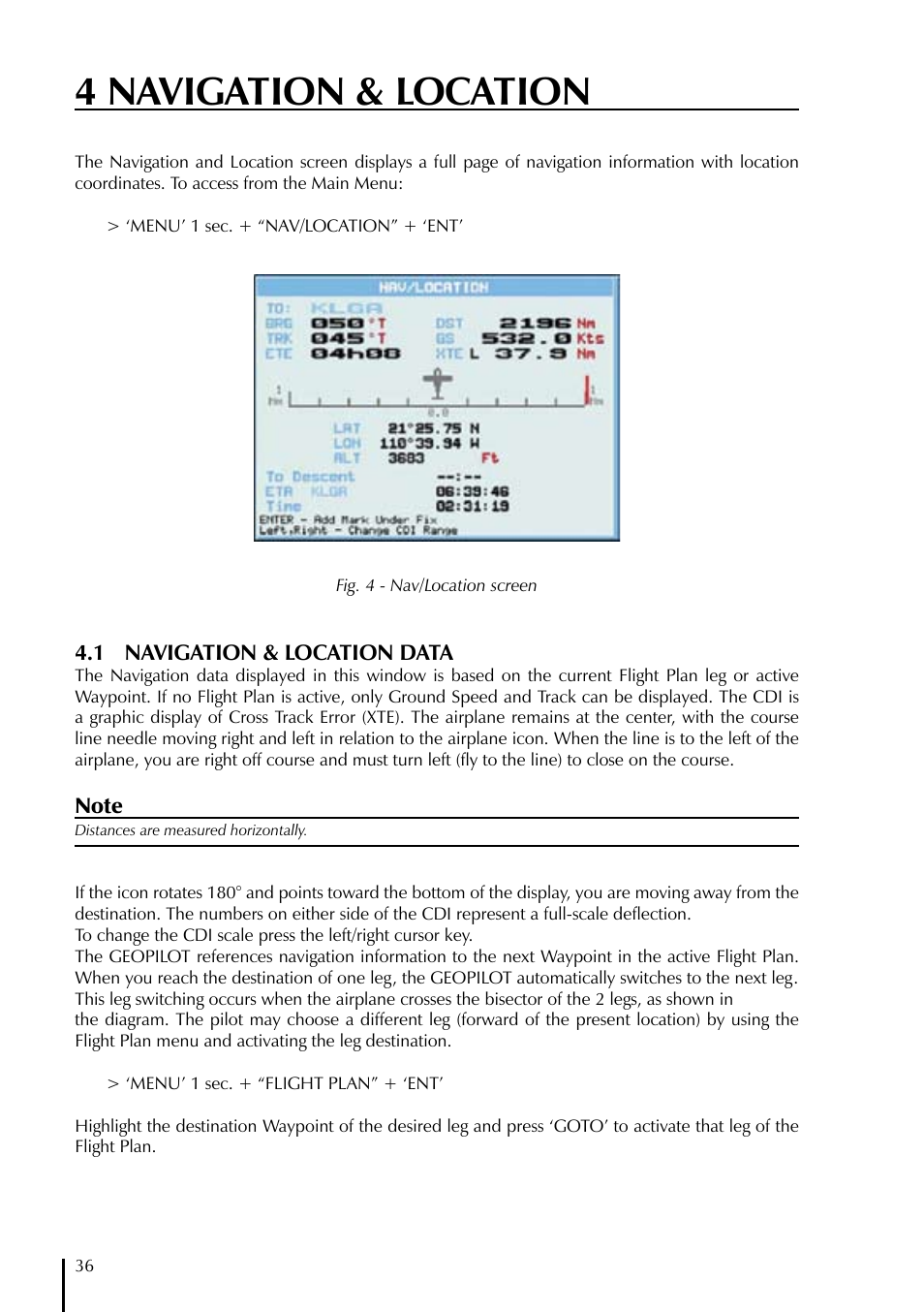 4 navigation & location | AvMap GeoPilot Plus User Manual | Page 36 / 93