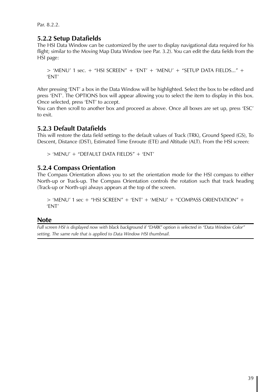 2 setup datafields, 3 default datafields, 4 compass orientation | AvMap GeoPilot Plus User Manual | Page 39 / 93