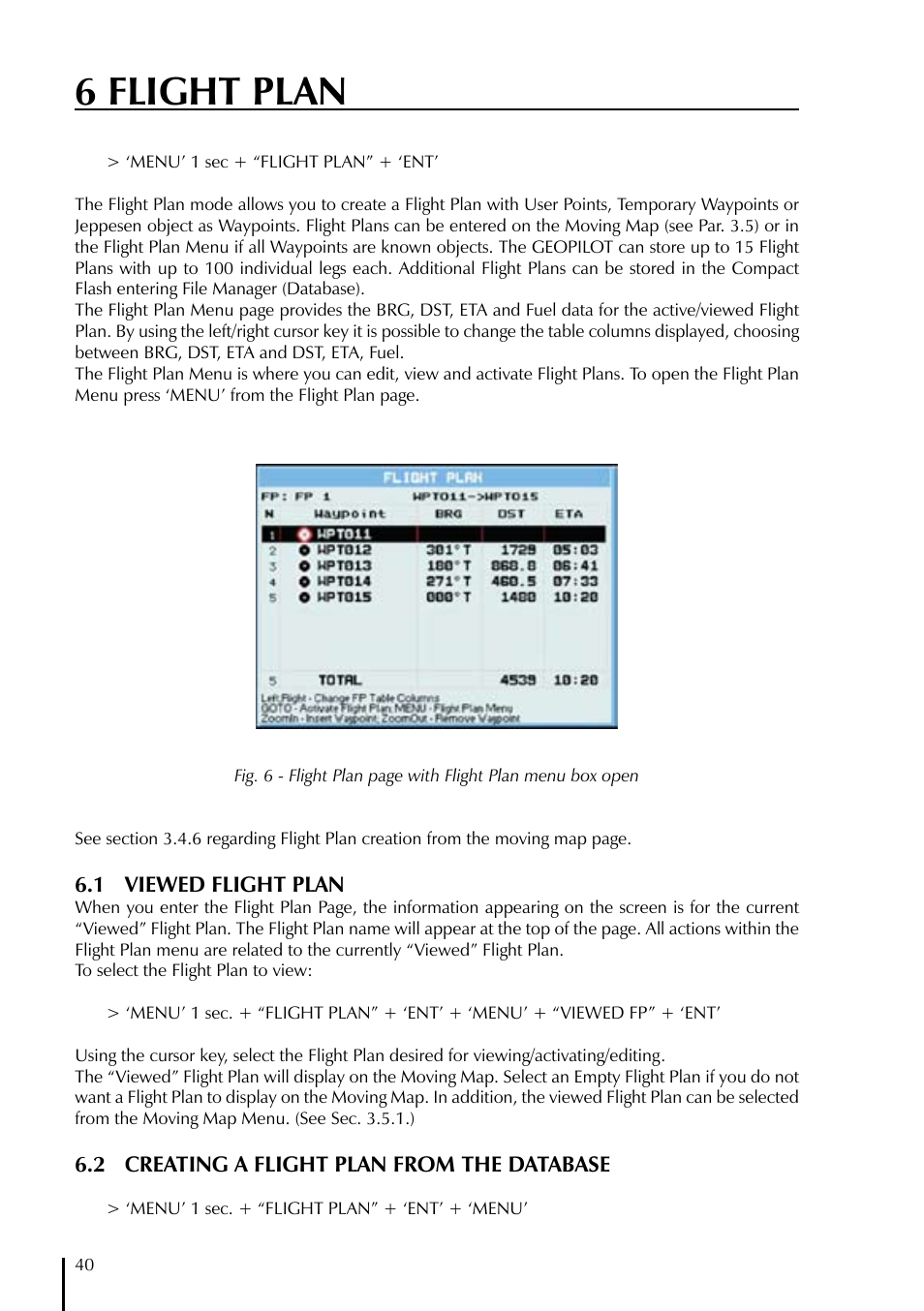 6 flight plan | AvMap GeoPilot Plus User Manual | Page 40 / 93