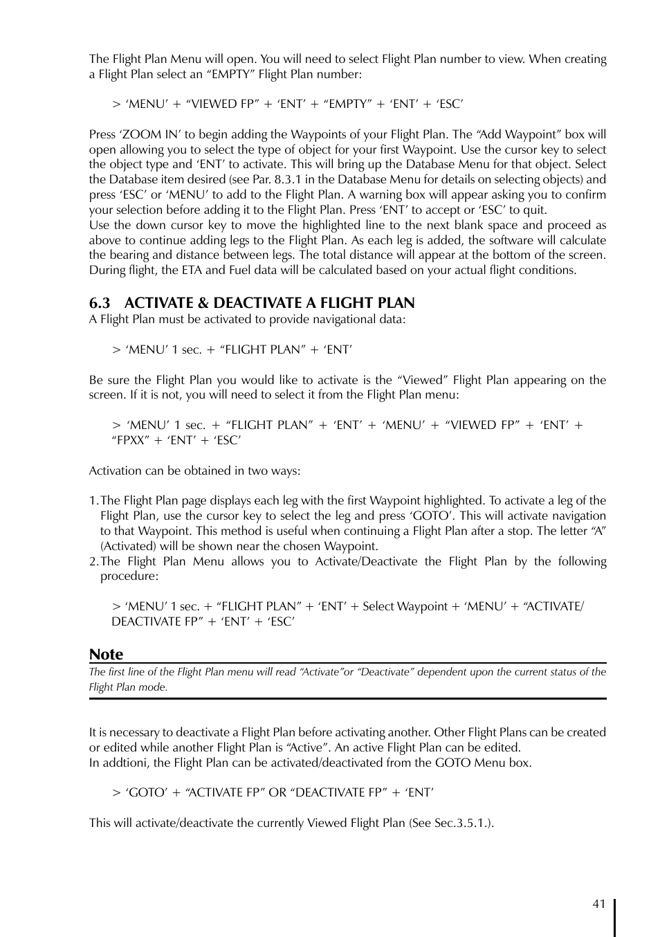 3 activate & deactivate a flight plan | AvMap GeoPilot Plus User Manual | Page 41 / 93