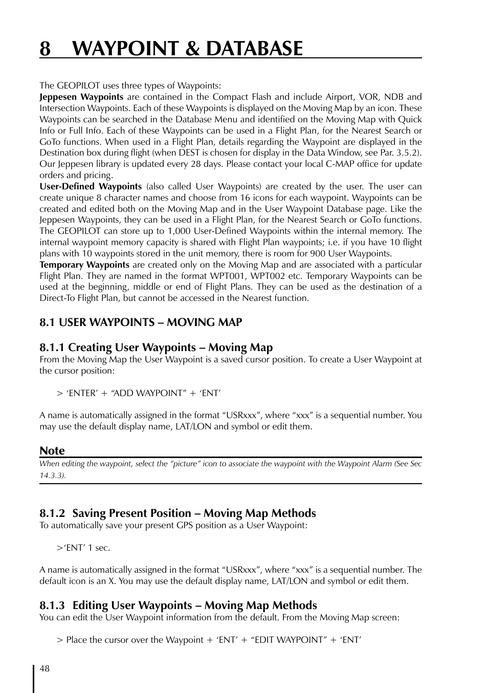 8 waypoint & database | AvMap GeoPilot Plus User Manual | Page 48 / 93