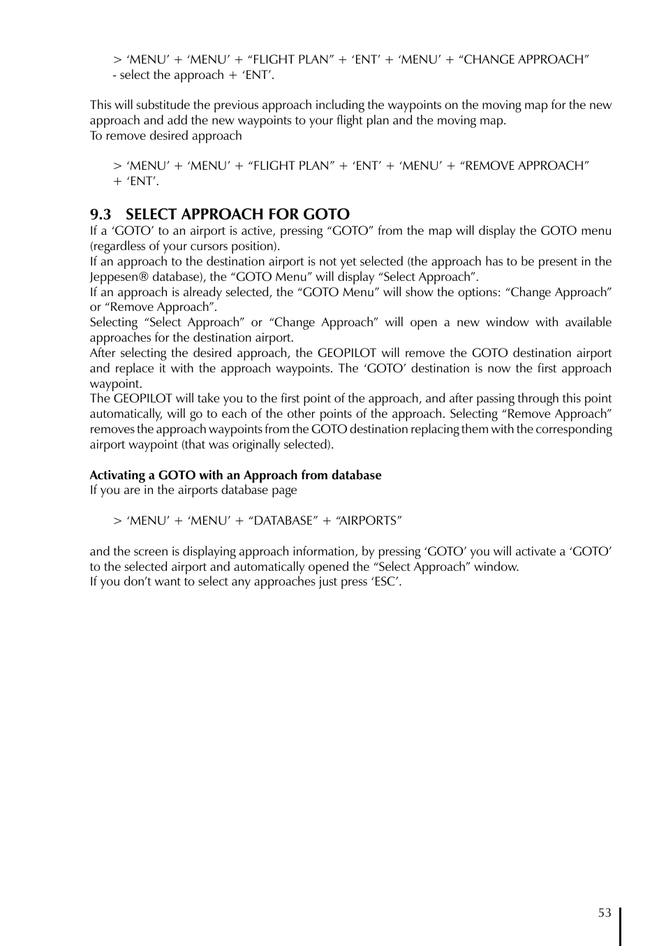3 select approach for goto | AvMap GeoPilot Plus User Manual | Page 53 / 93