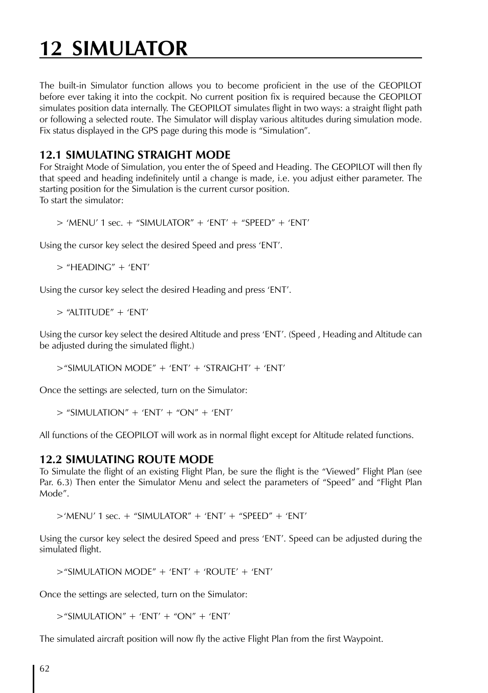 12 simulator | AvMap GeoPilot Plus User Manual | Page 62 / 93