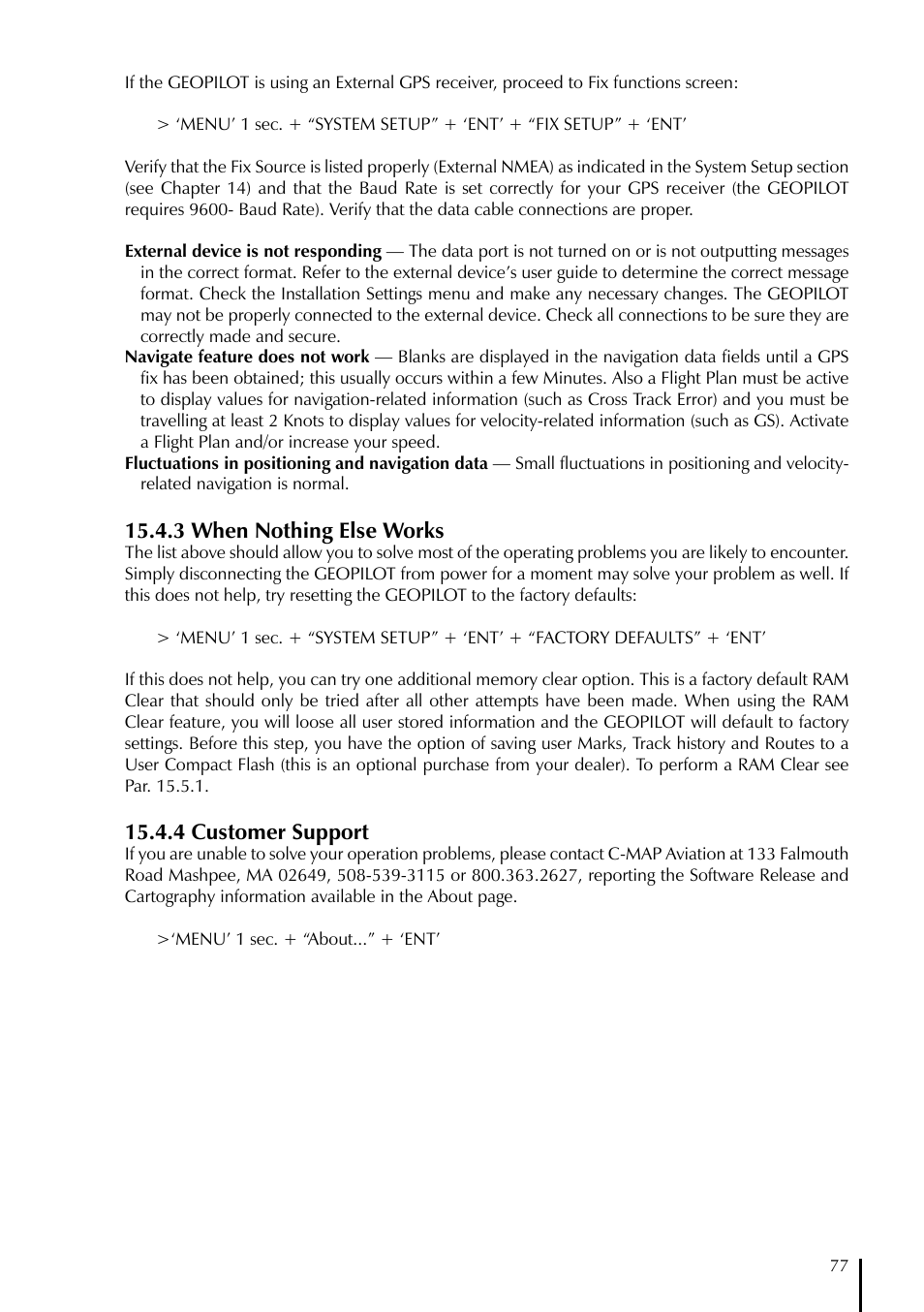 3 when nothing else works, 4 customer support | AvMap GeoPilot Plus User Manual | Page 77 / 93