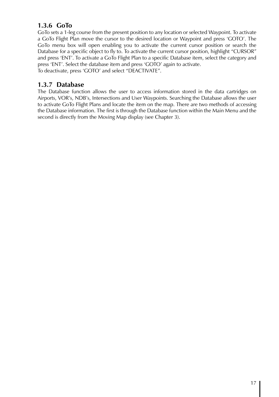 6 goto, 7 database | AvMap GeoPilot II Plus User Manual | Page 17 / 94