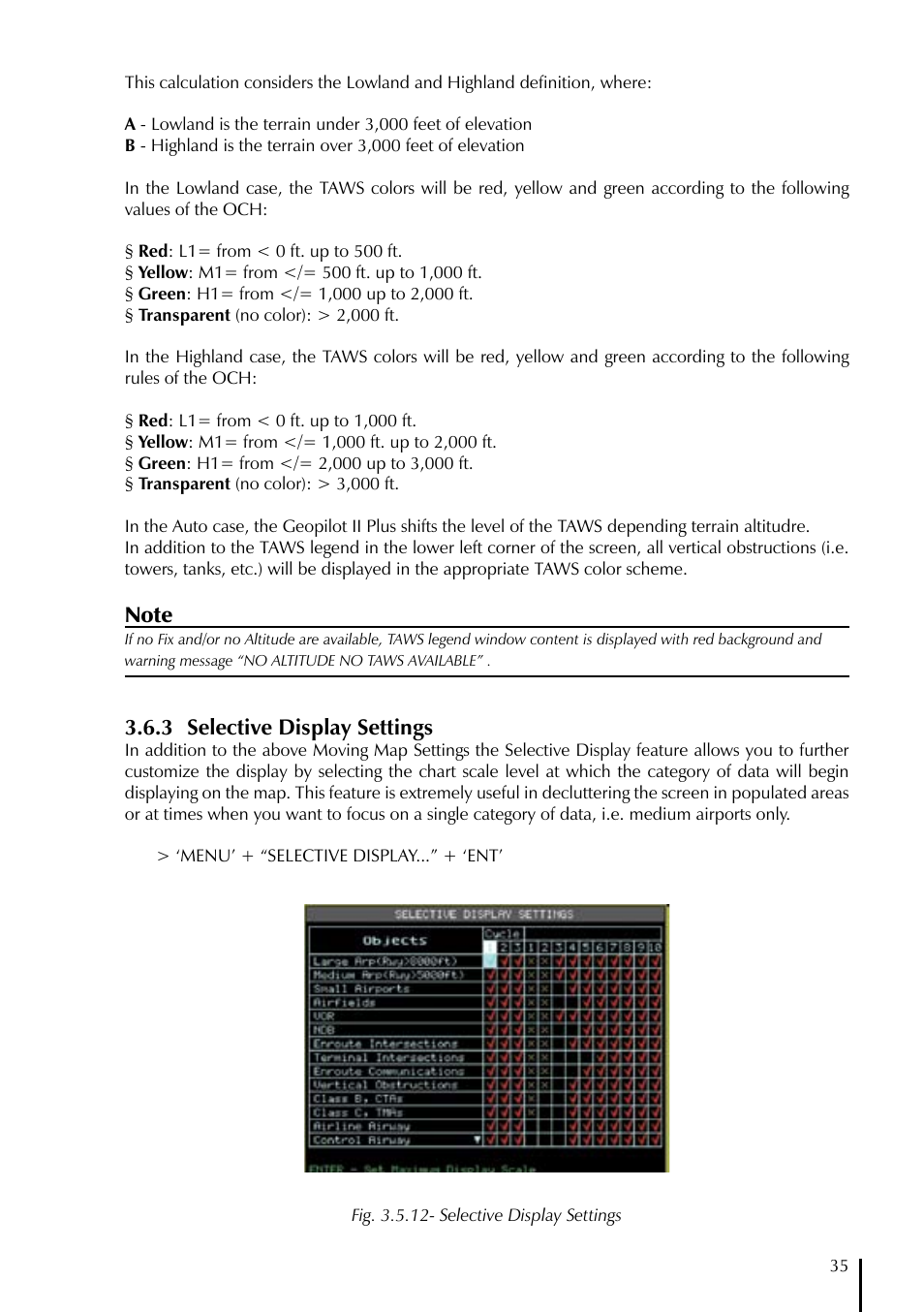 3 selective display settings | AvMap GeoPilot II Plus User Manual | Page 35 / 94