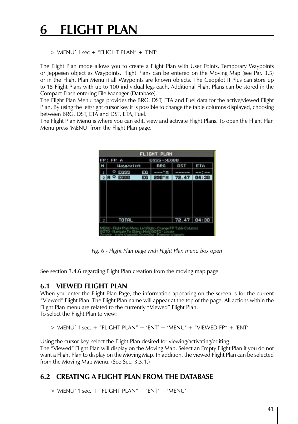 6 flight plan | AvMap GeoPilot II Plus User Manual | Page 41 / 94