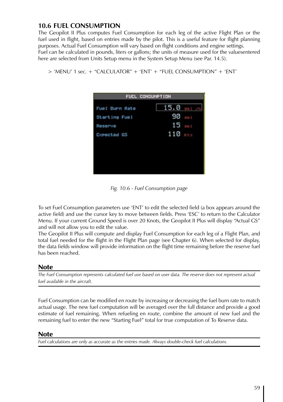 6 fuel consumption | AvMap GeoPilot II Plus User Manual | Page 59 / 94