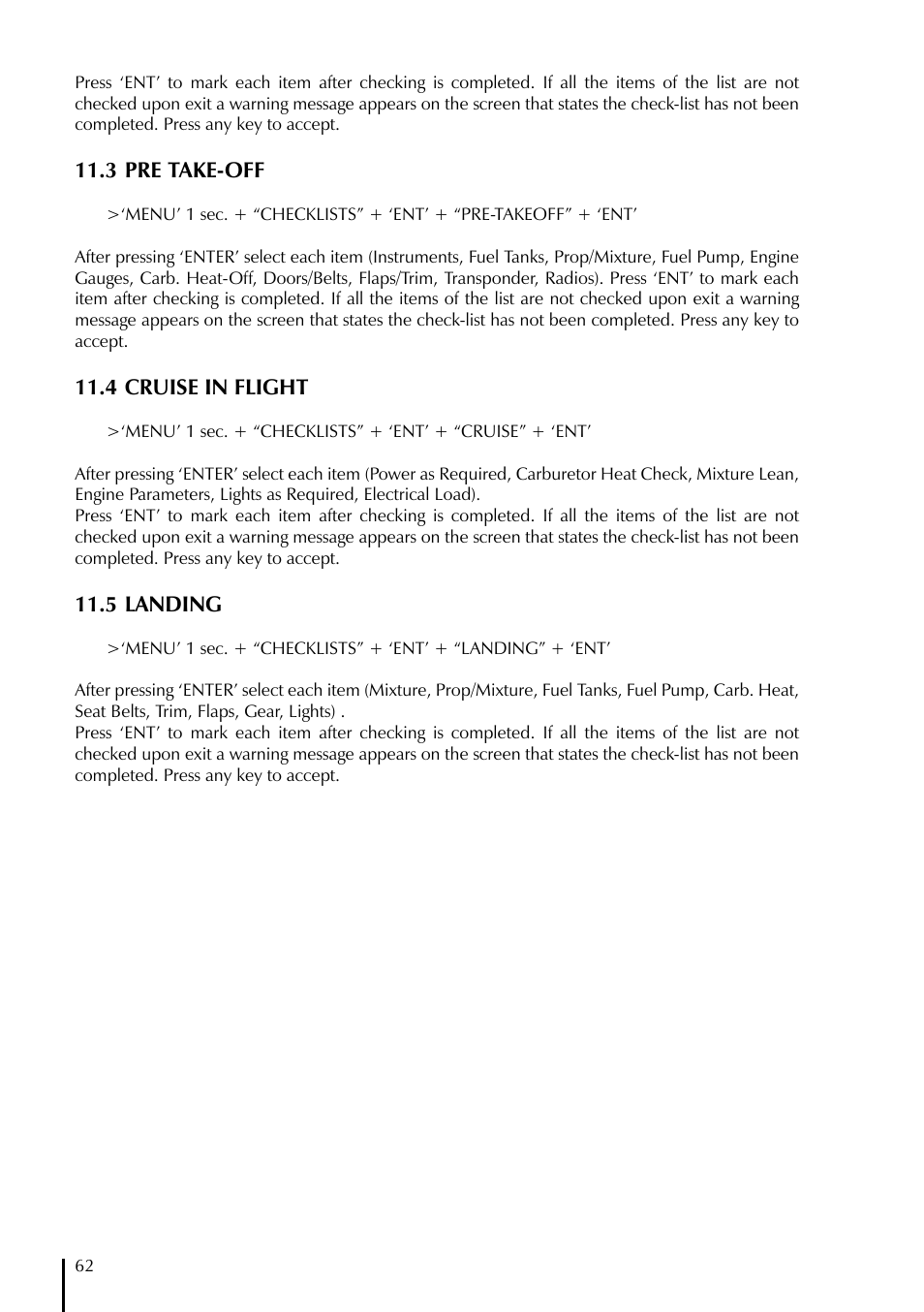 3 pre take-off, 4 cruise in flight, 5 landing | AvMap GeoPilot II Plus User Manual | Page 62 / 94