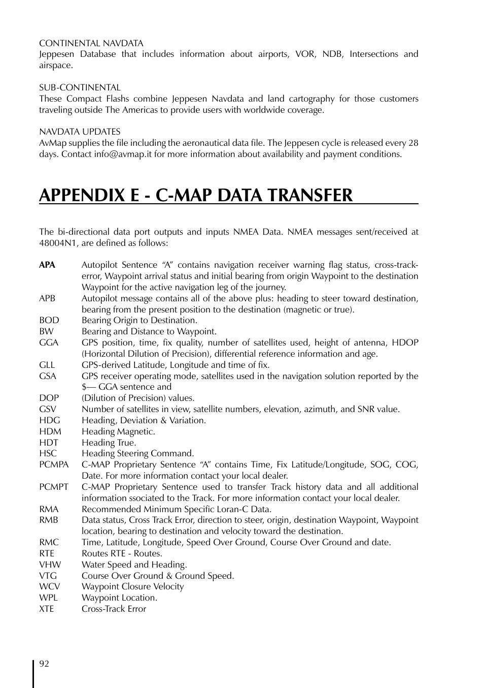 Appendix e - c-map data transfer | AvMap GeoPilot II Plus User Manual | Page 92 / 94