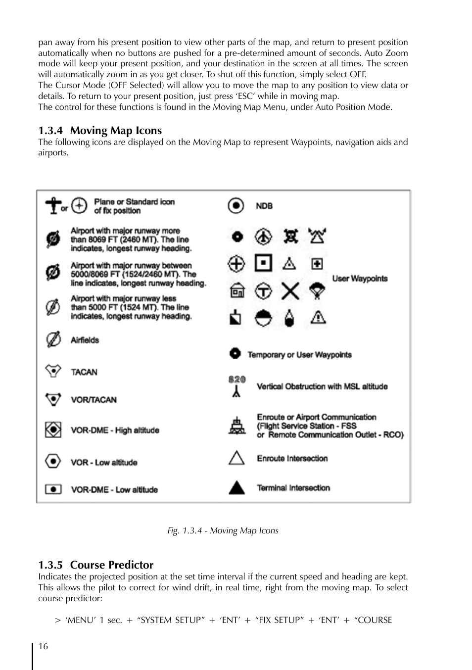 4 moving map icons, 5 course predictor | AvMap GeoPilot II User Manual | Page 16 / 92