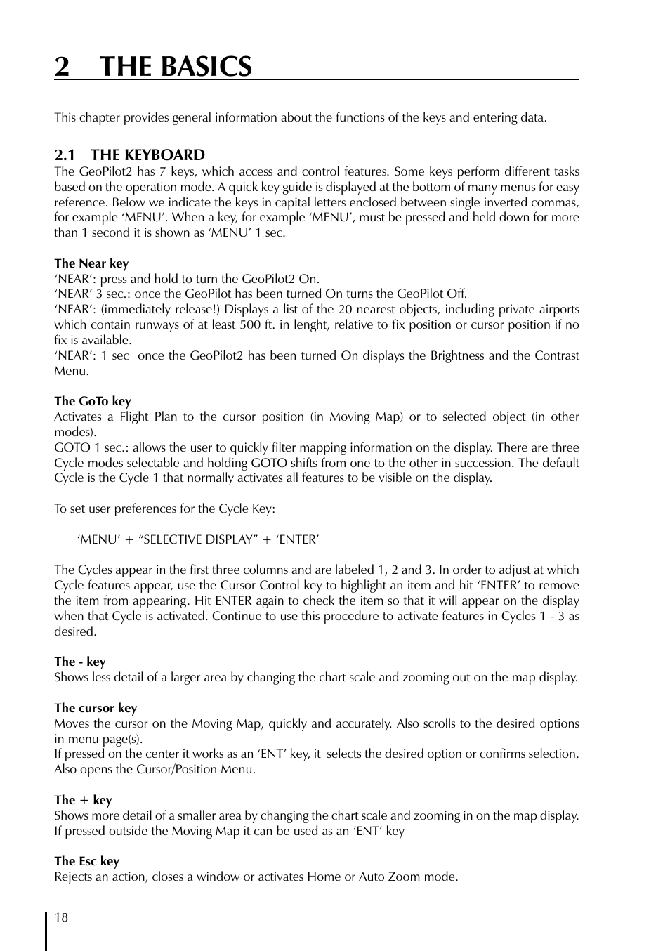 2 the basics | AvMap GeoPilot II User Manual | Page 18 / 92