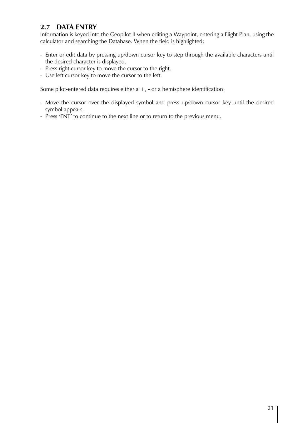 7 data entry | AvMap GeoPilot II User Manual | Page 21 / 92