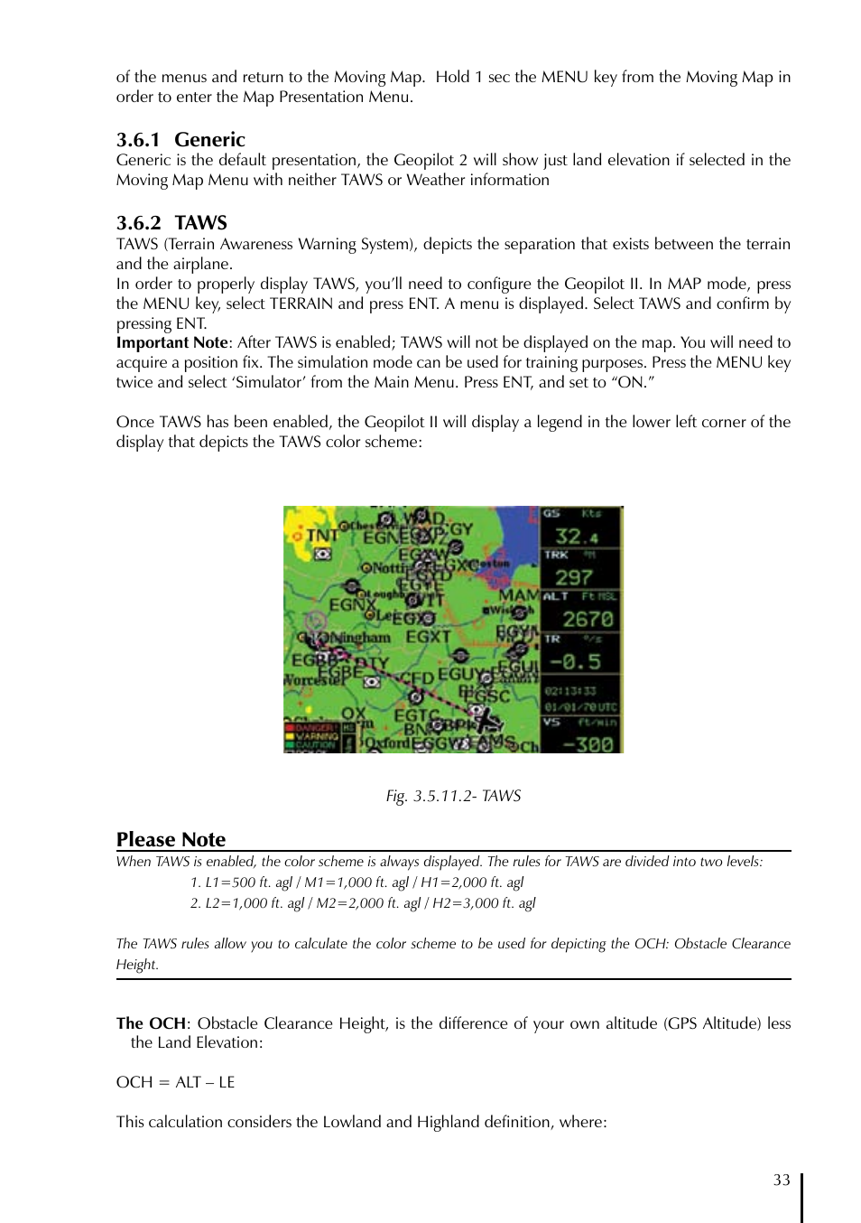 1 generic, 2 taws | AvMap GeoPilot II User Manual | Page 33 / 92