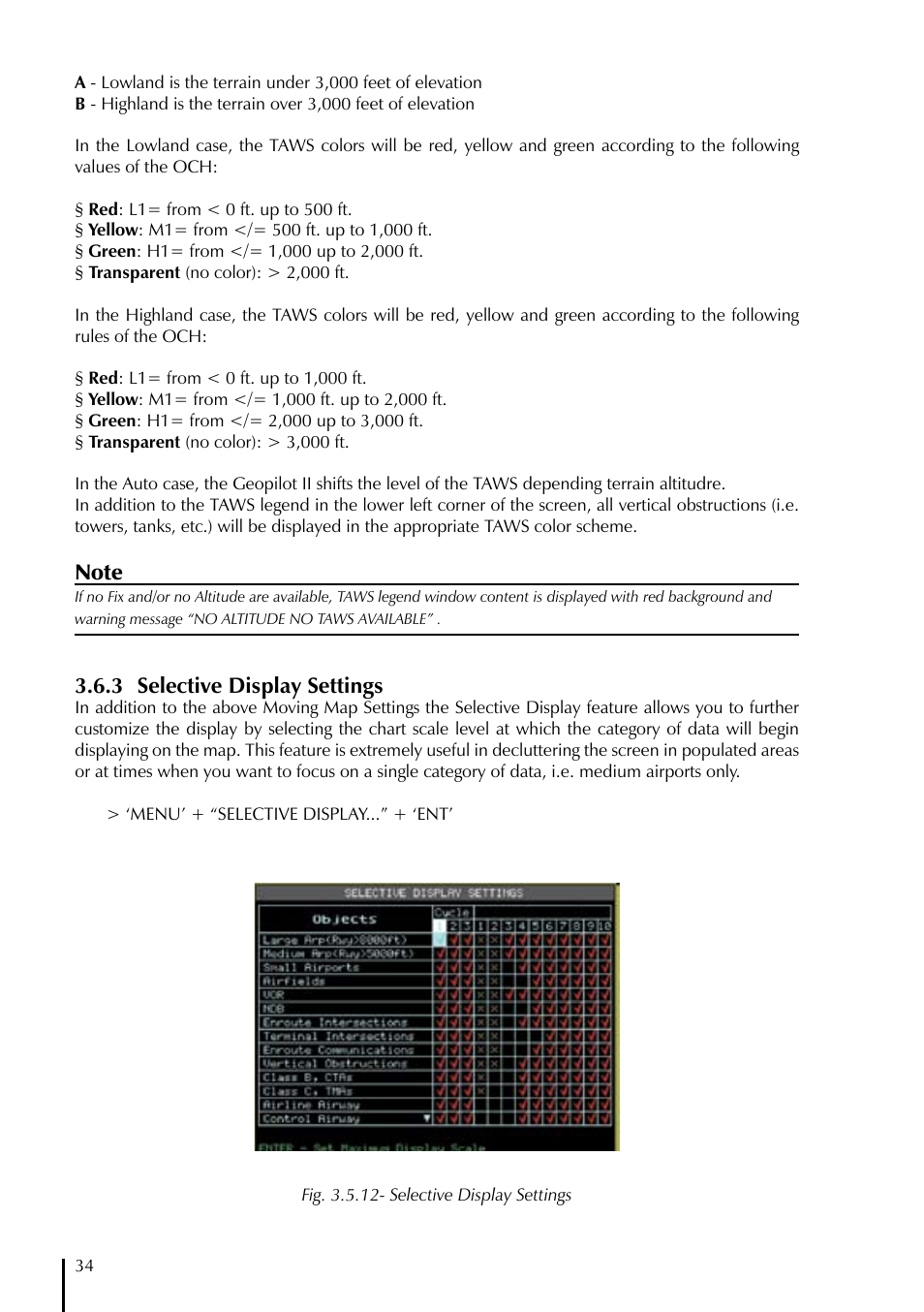 3 selective display settings | AvMap GeoPilot II User Manual | Page 34 / 92