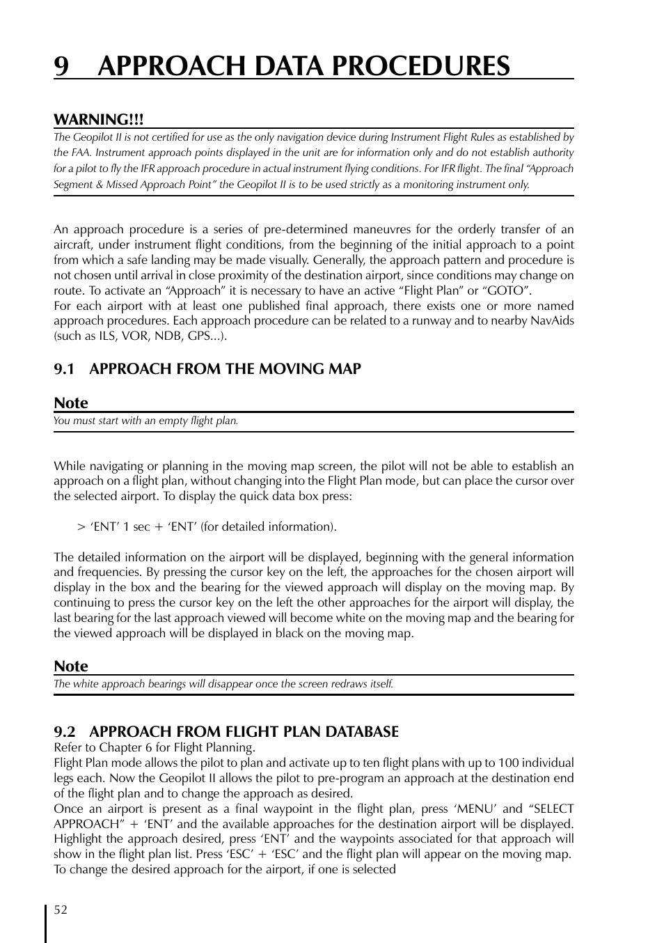 9 approach data procedures | AvMap GeoPilot II User Manual | Page 52 / 92