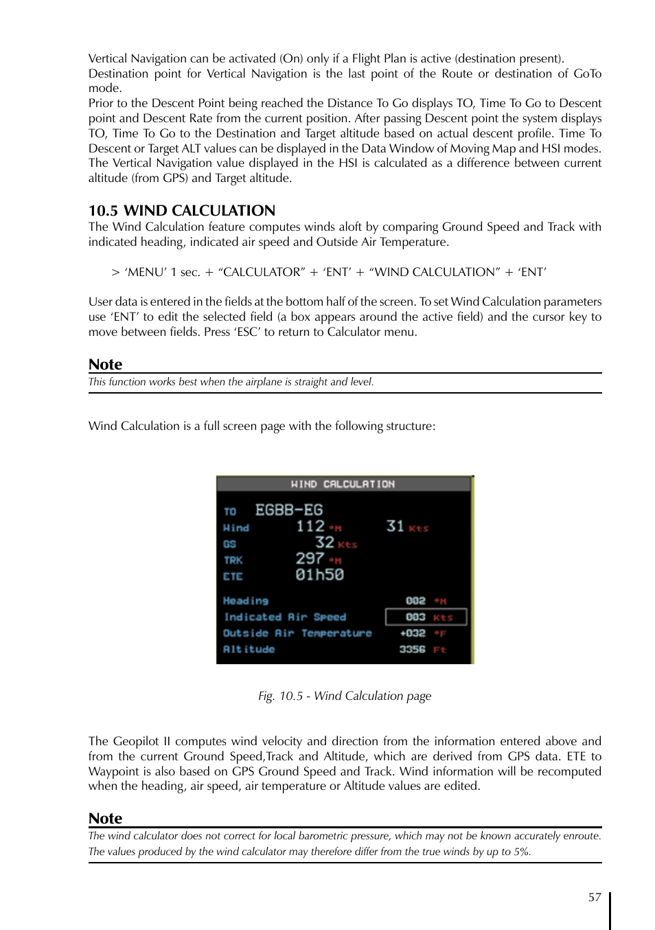 5 wind calculation | AvMap GeoPilot II User Manual | Page 57 / 92