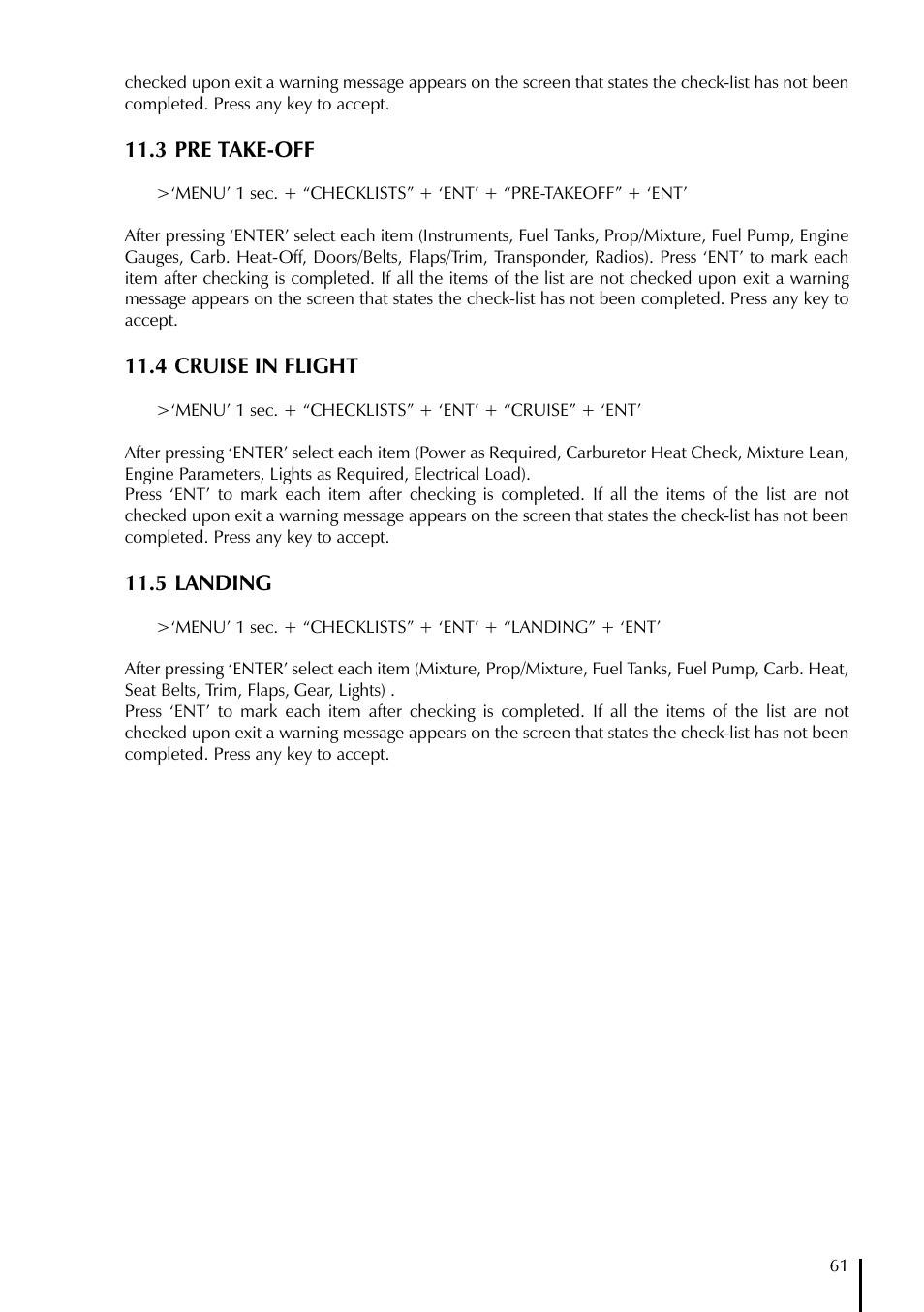 3 pre take-off, 4 cruise in flight, 5 landing | AvMap GeoPilot II User Manual | Page 61 / 92