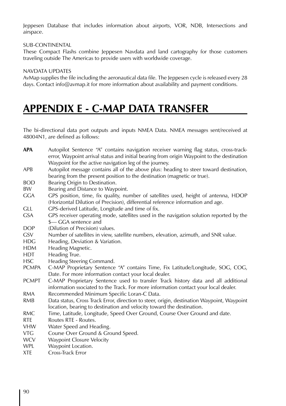 Appendix e - c-map data transfer | AvMap GeoPilot II User Manual | Page 90 / 92