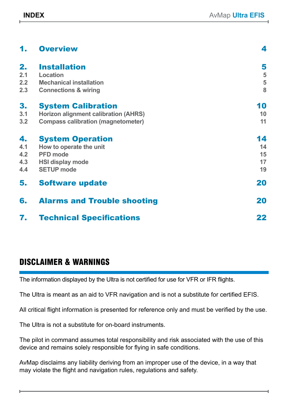 Disclaimer & warnings | AvMap ULTRA UX0EFS3XAM User Manual | Page 3 / 24