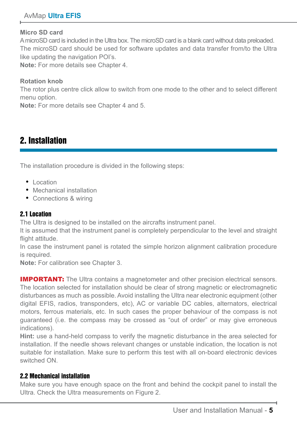 Installation | AvMap ULTRA UX0EFS2XAM User Manual | Page 5 / 24