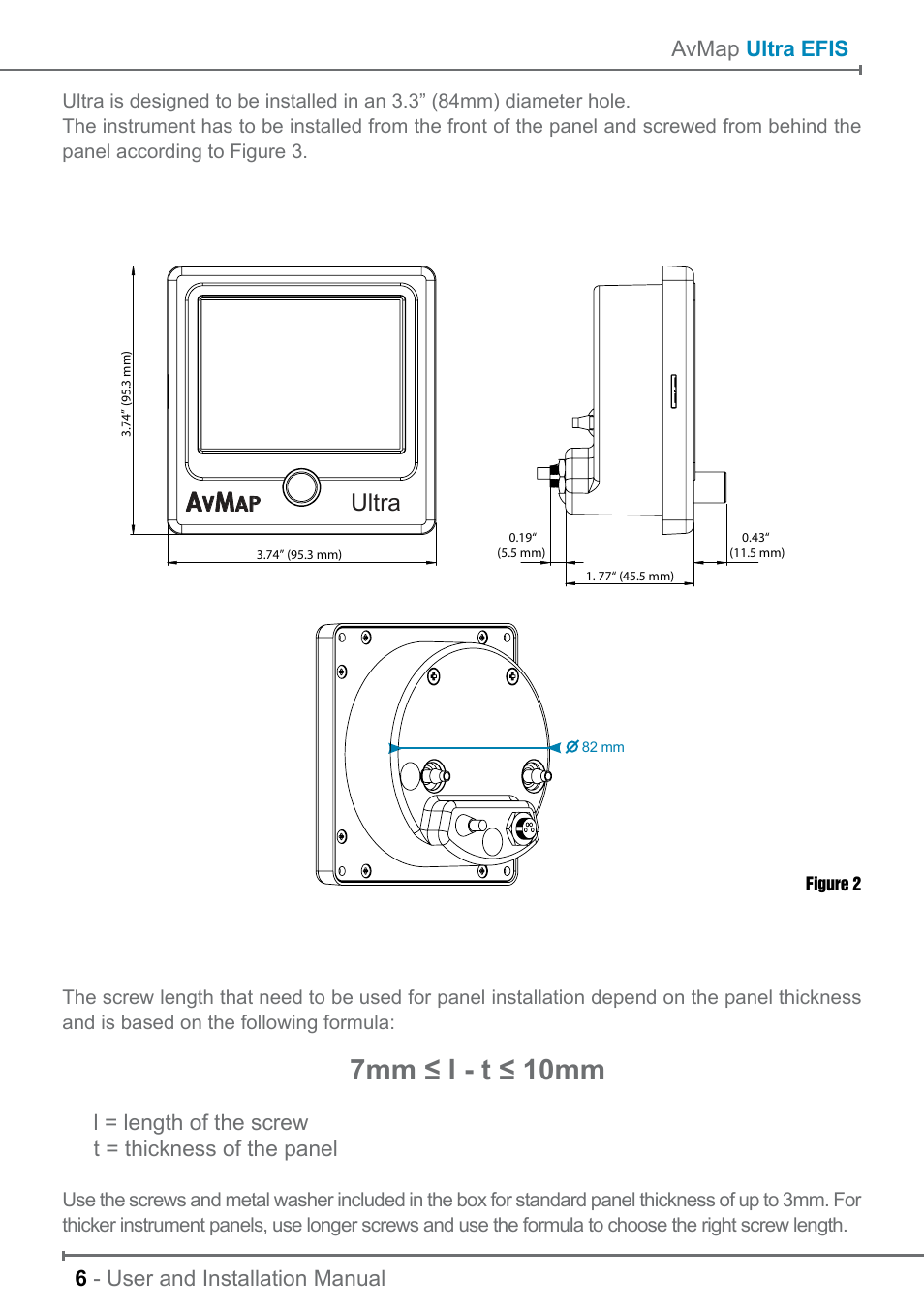 7mm ≤ l - t ≤ 10mm, Ultra | AvMap ULTRA UX0EFS2XAM User Manual | Page 6 / 24