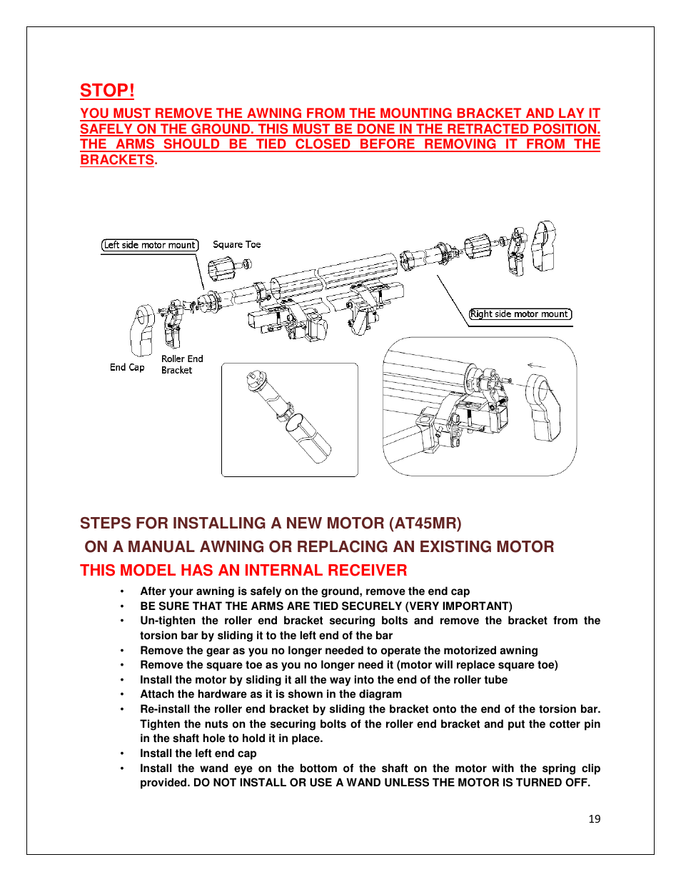 Stop | Awntech DESTIN User Manual | Page 19 / 35