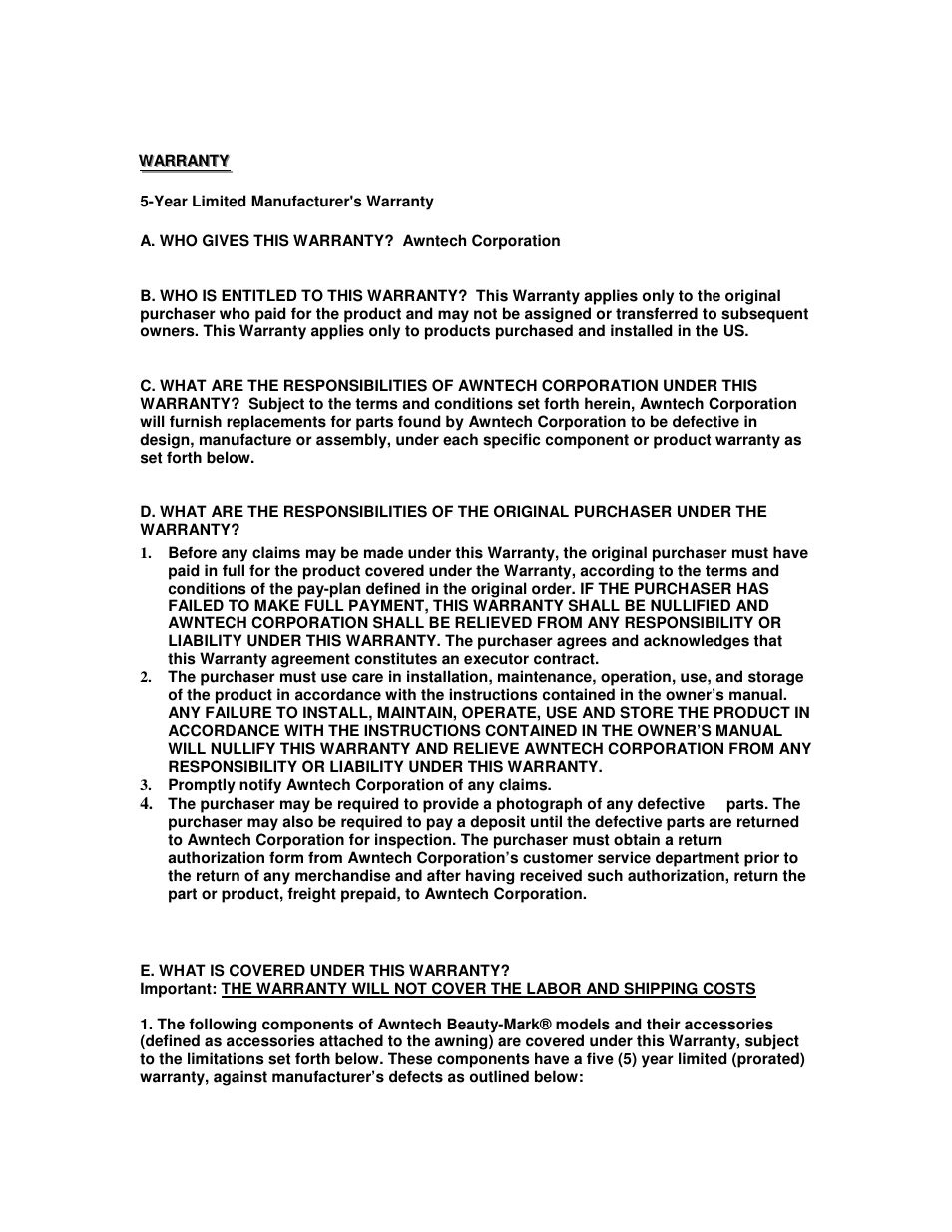 Awntech Richmond Double Sided User Manual | Page 7 / 8