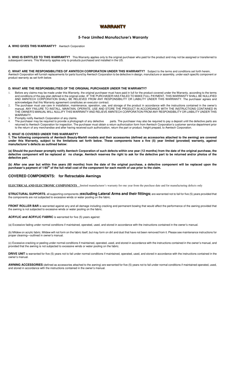 Awntech California User Manual | Page 7 / 8