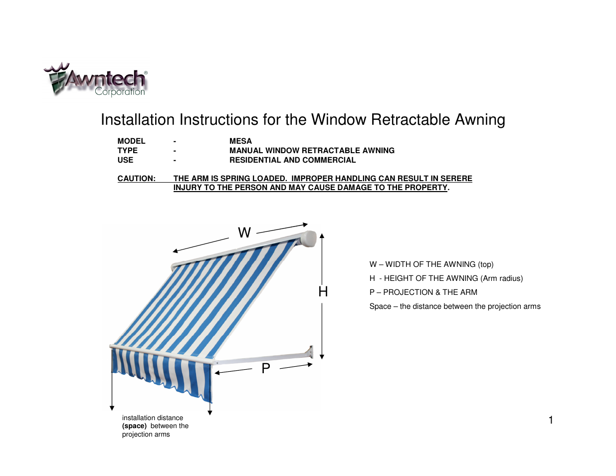 Awntech Mesa User Manual | 3 pages