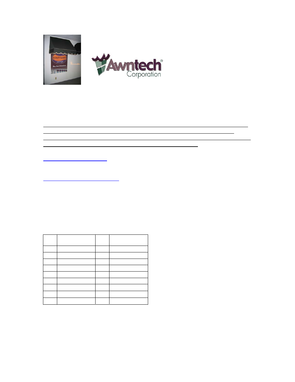 Awntech SanFrancisco Series User Manual | 8 pages