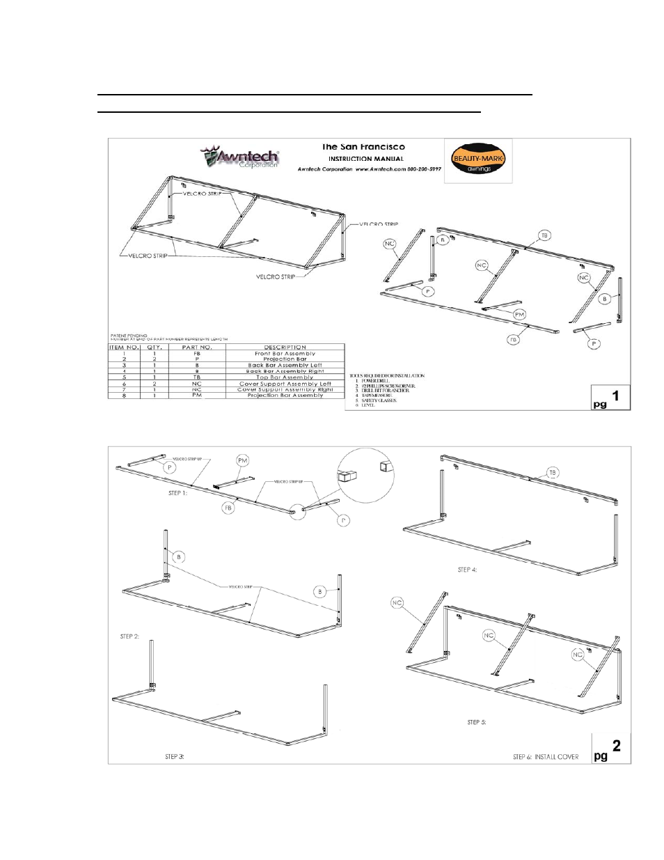 Awntech SanFrancisco Series User Manual | Page 8 / 8