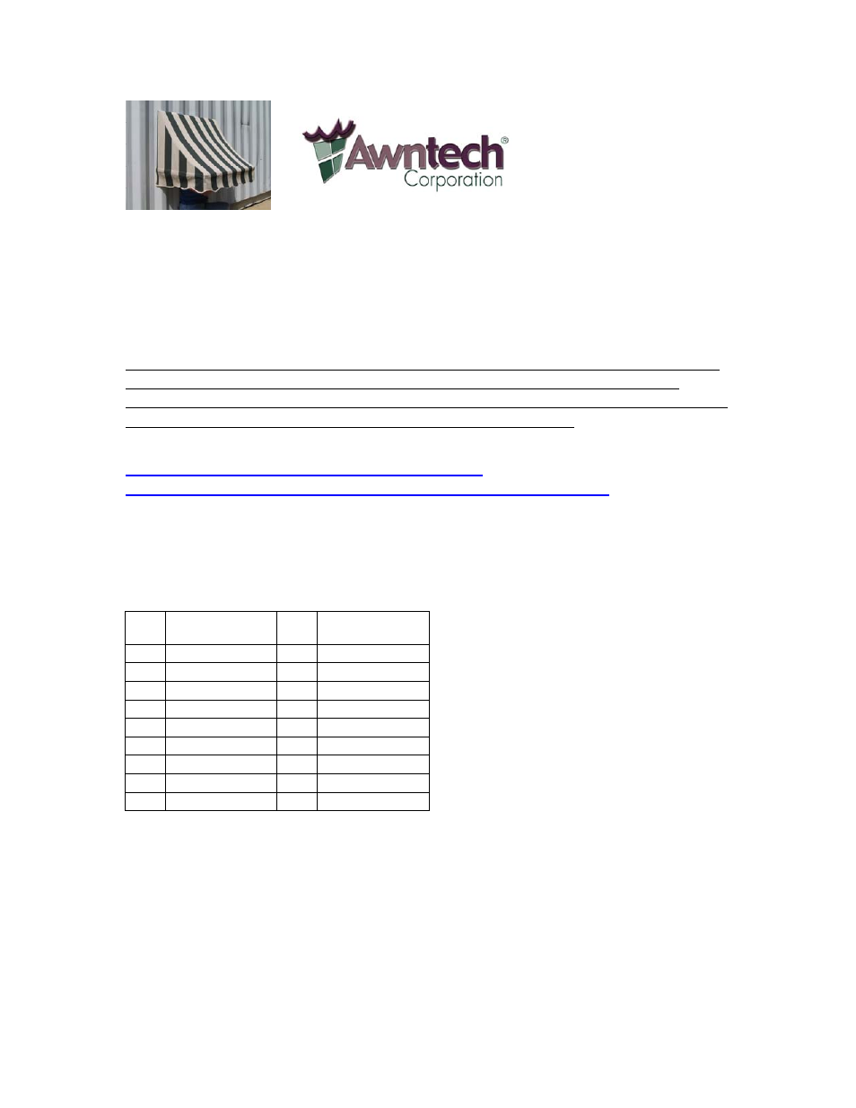 Awntech Nantucket Series User Manual | 8 pages