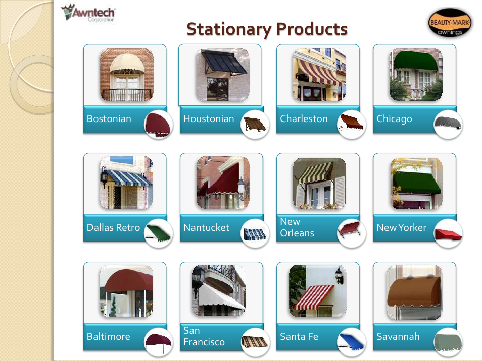 Stationary products | Awntech Bahama User Manual | Page 5 / 34