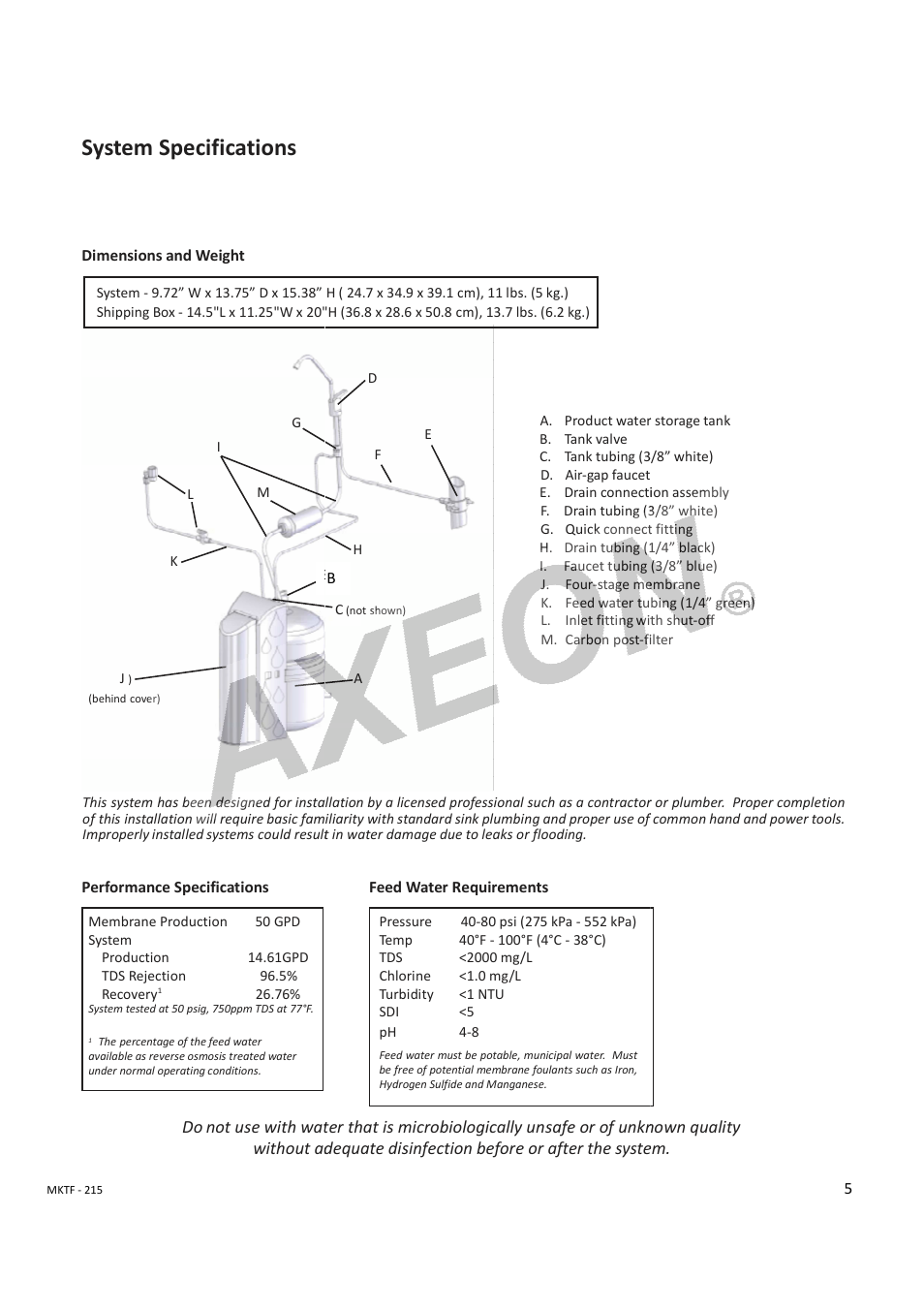 System specifications | AXEON CRO-Series User Manual | Page 5 / 10
