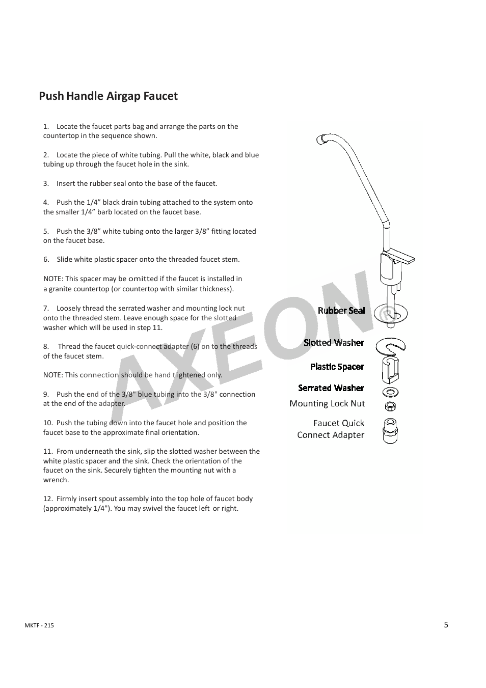 Push handle airgap faucet | AXEON CRO-Series User Manual | Page 6 / 10
