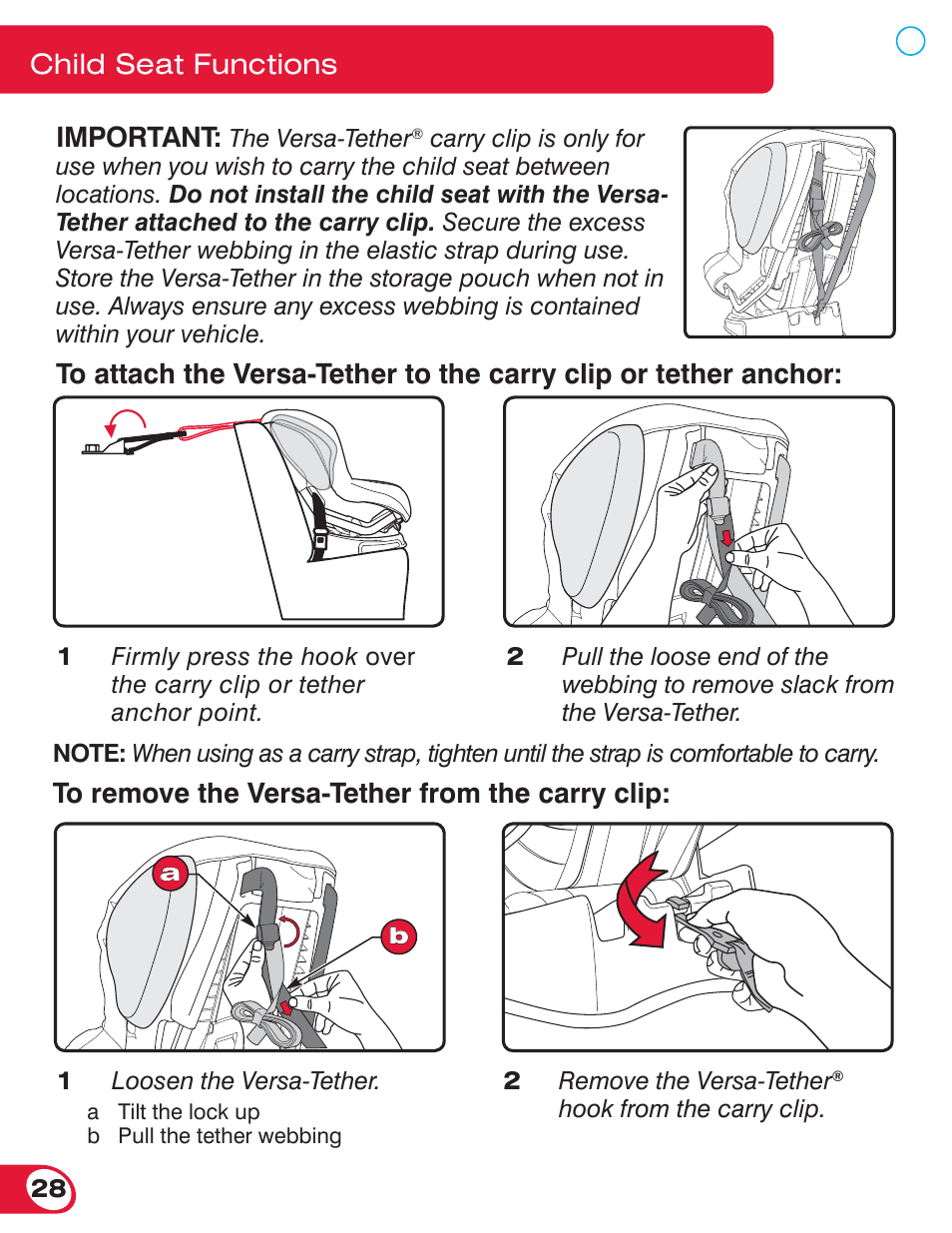 Important, Child seat functions | Britax ADVOCATE 70 CS User Manual | Page 30 / 72