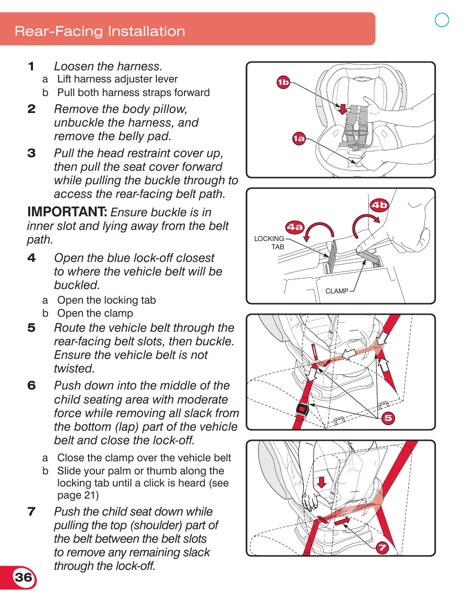 Important, Rear-facing installation | Britax ADVOCATE 70 CS User Manual | Page 38 / 72