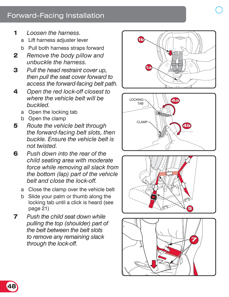 Forward-facing installation | Britax ADVOCATE 70 CS User Manual | Page 50 / 72