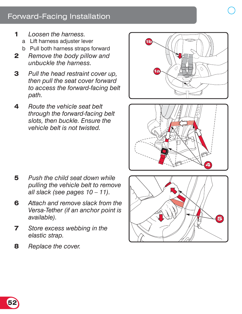 Forward-facing installation | Britax ADVOCATE 70 CS User Manual | Page 54 / 72