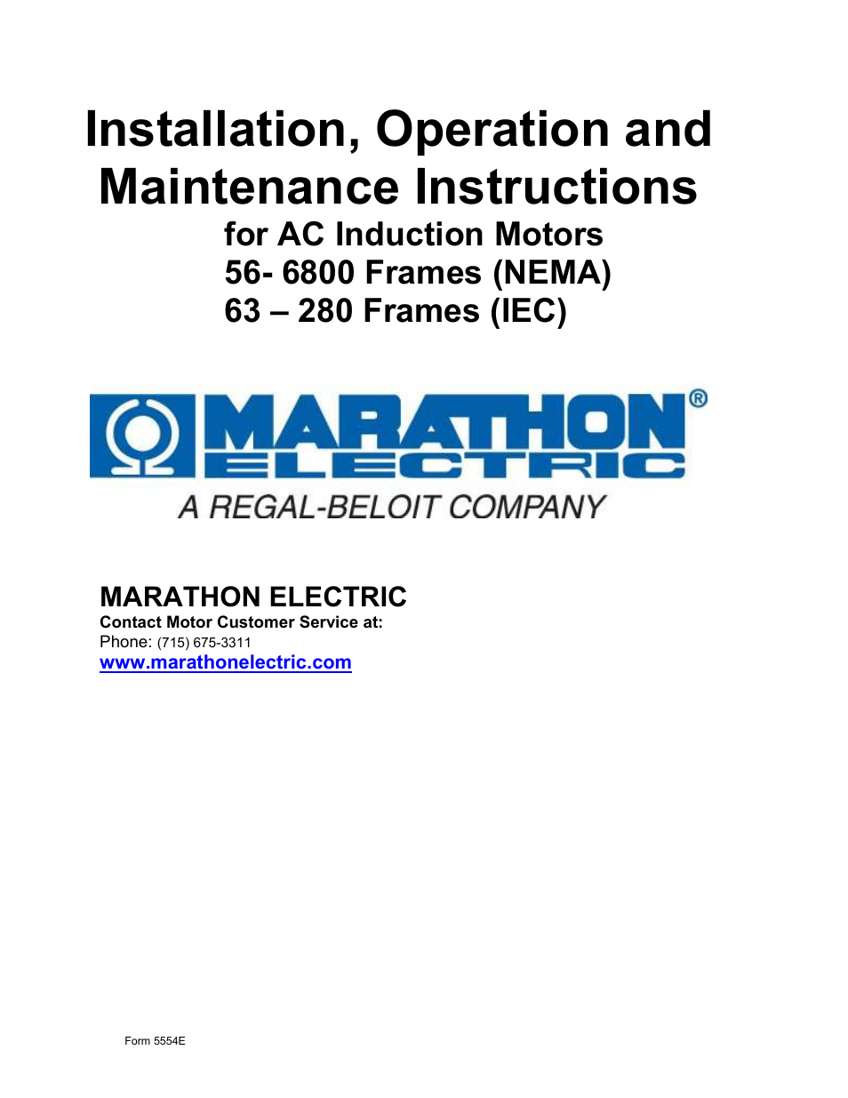 AXEON Marathon Motor User Manual | 15 pages