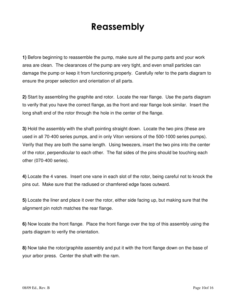 Reassembly | AXEON Fluid-O-Tech Repair Rebuild User Manual | Page 10 / 16