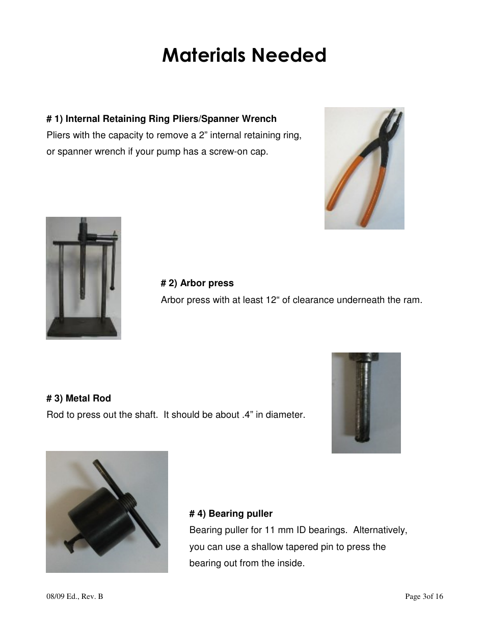 Materials needed | AXEON Fluid-O-Tech Repair Rebuild User Manual | Page 3 / 16