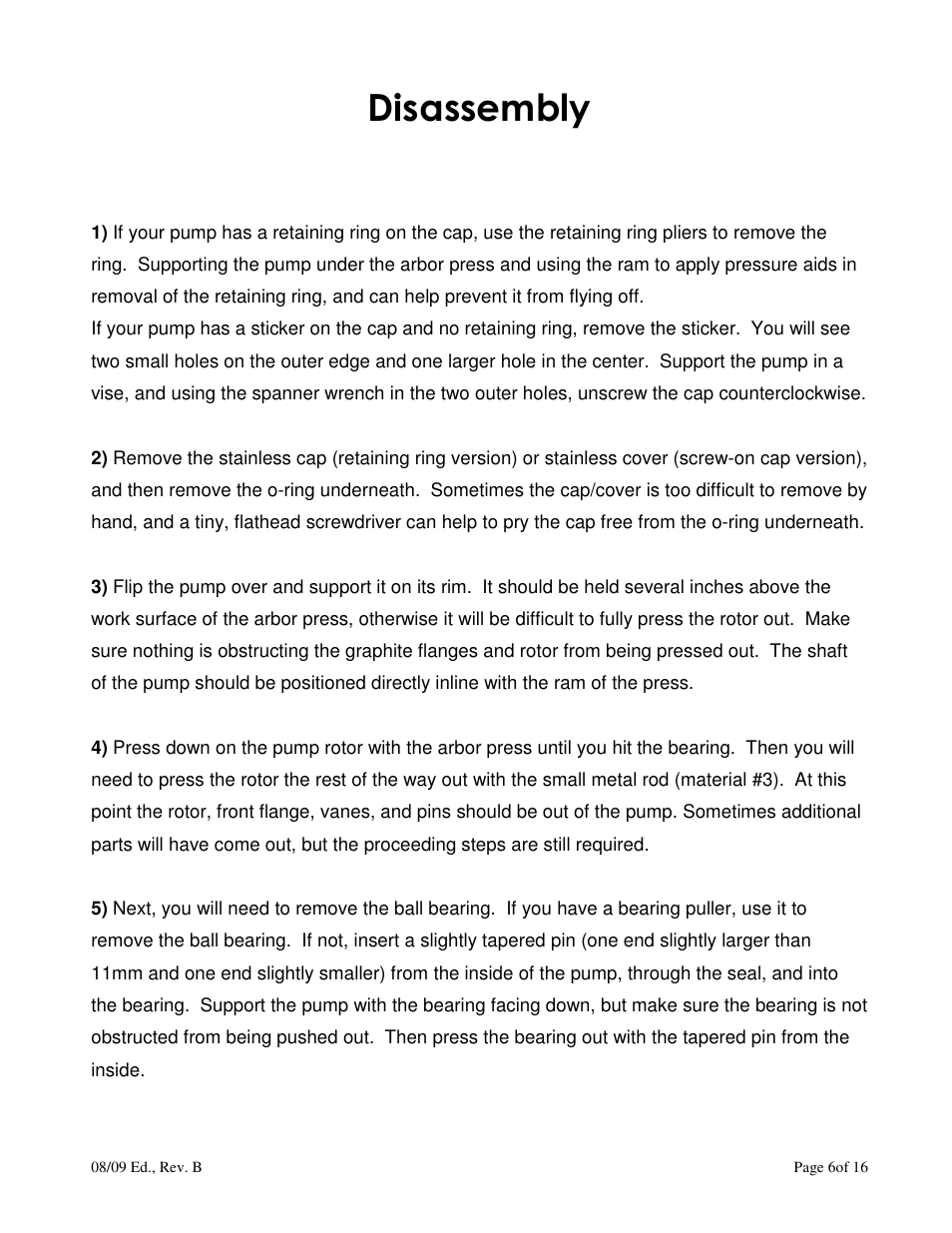Disassembly | AXEON Fluid-O-Tech Repair Rebuild User Manual | Page 6 / 16